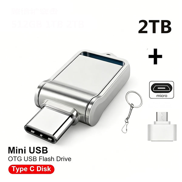 2TB Metal Flash Drives USpB 3.2 Steady Speed Pendrive Portable SSD Memoria Flash Disk Adaptier