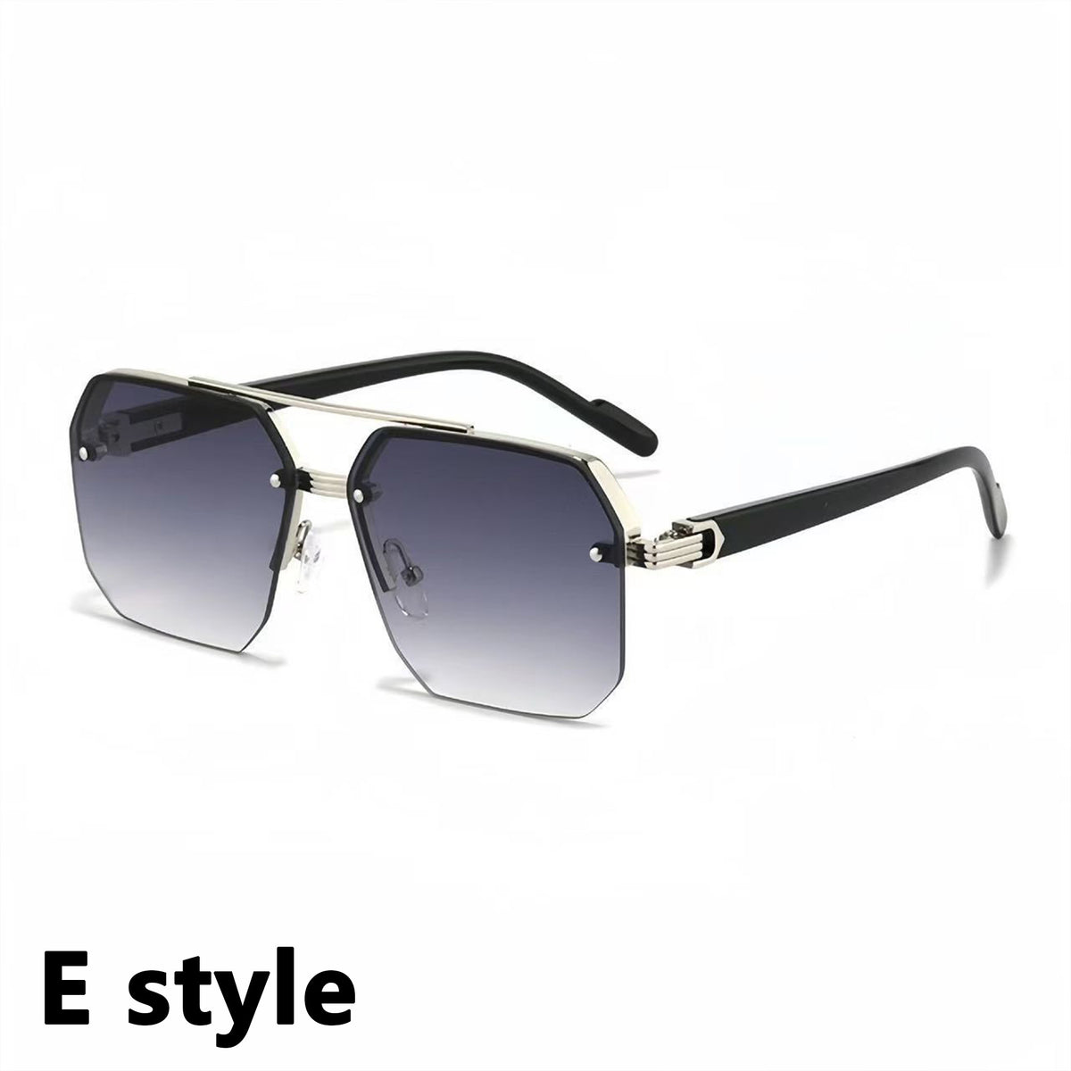 Retro Square Sunglasses Semi-Rimless Double Beam, UV Protection Lens