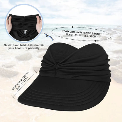 Wide Brim Visor Hats for Women-Lightweight Packable Ponytail Hat