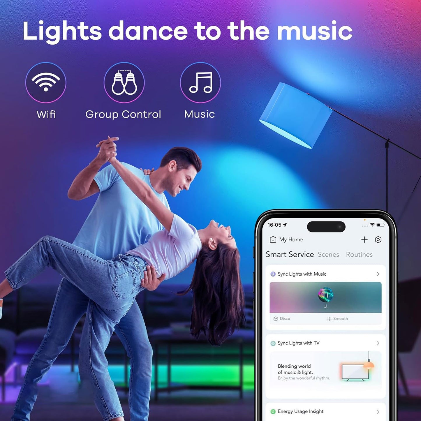 2PCS Smart Light Bulb, A19 Color Changing Light Bulb, 800 LM, E26 Base WiFi & Bluetooth