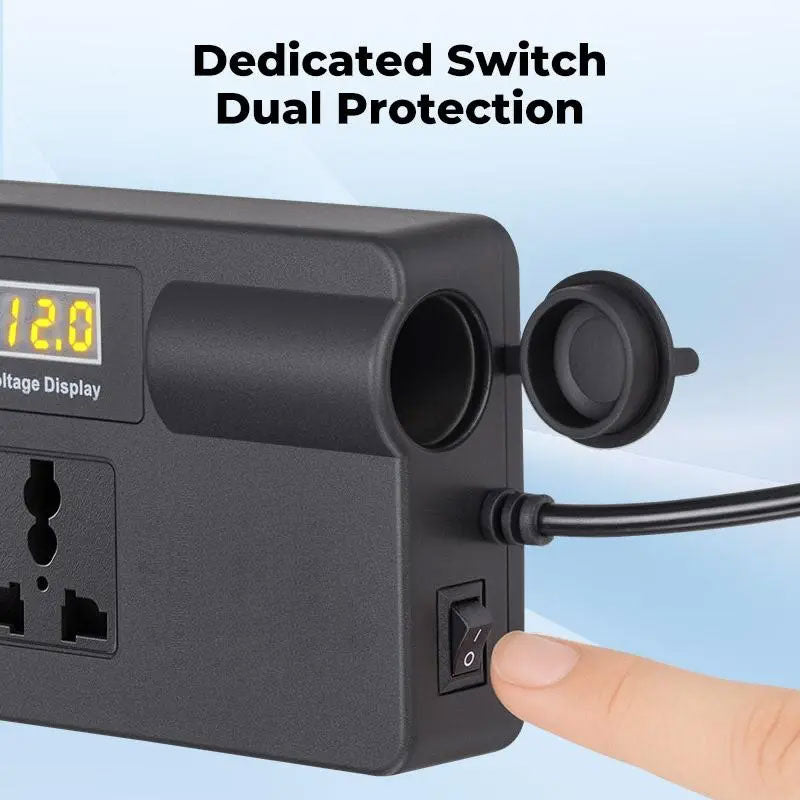Multifunctional Car Charger with AC Outlets & USB - Inverter for Car 12/24V to 220V Fast Charging Converter