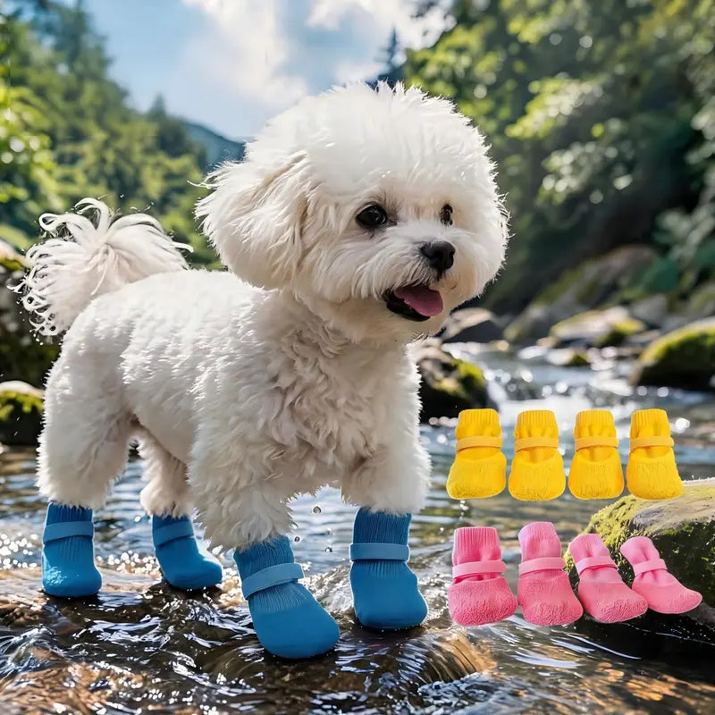 4PCS Dog Shoes Hot Pavement Summer with Soft Anti-Slip Rubber Sole