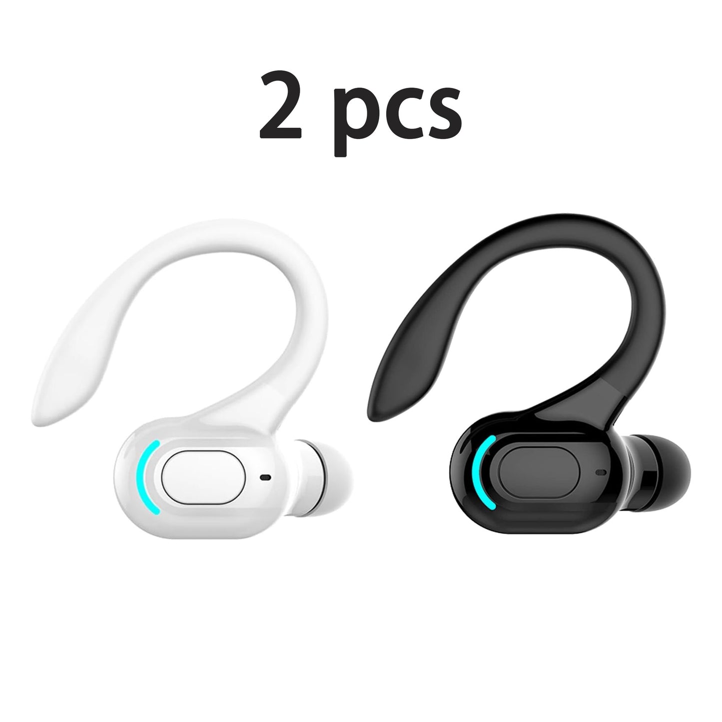 2PCS Wireless Earbuds with Earhooks Single Bluetooth Earpiece Sports Headphones Over the Ear