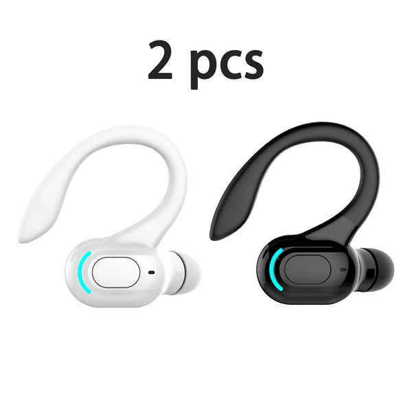 2PCS Wireless Earbuds with Earhooks Single Bluetooth Earpiece Sports Headphones Over the Ear