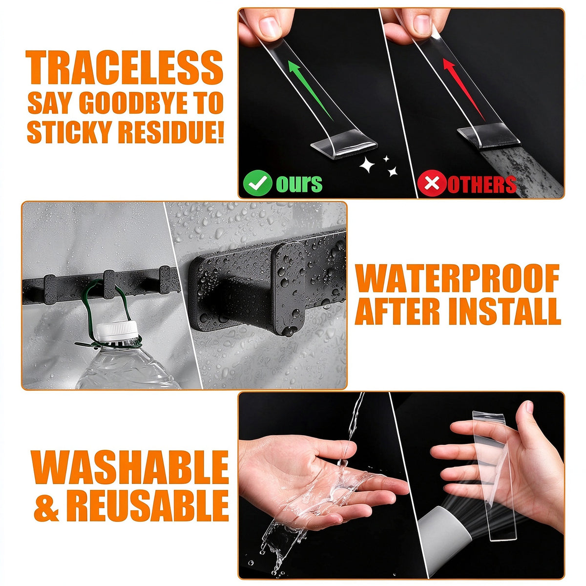 2Pcs Double Sided Tape Heavy Duty, Multipurpose Removable Mounting Tape Adhesive Grip(9.85FT)