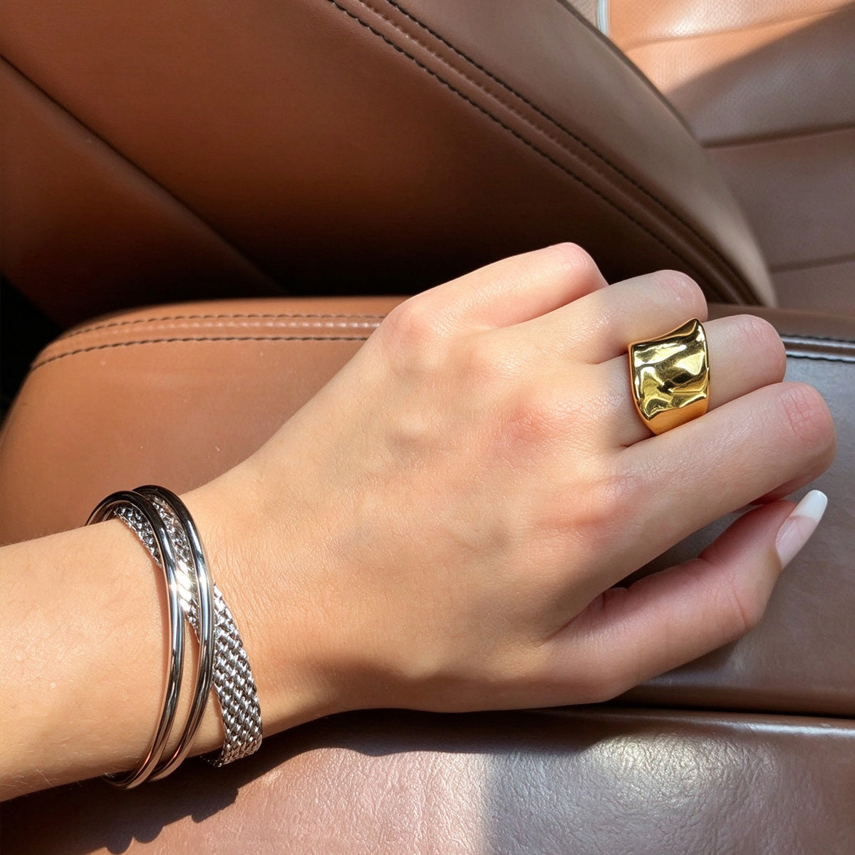 Plated Chunky Chain Adjustable Bracelet for Women | Stainless Steel Lightweight Trendy Chain Bracelet