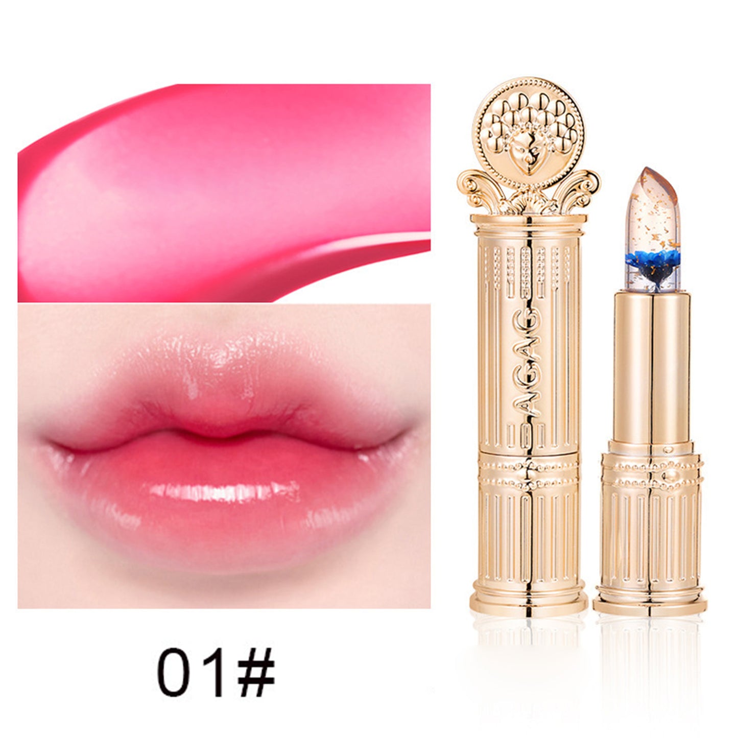 2Pcs Flower Color Changing Lipstick Set Temperature Change Moisturizer,Clear Jelly Lipstick Color Changing