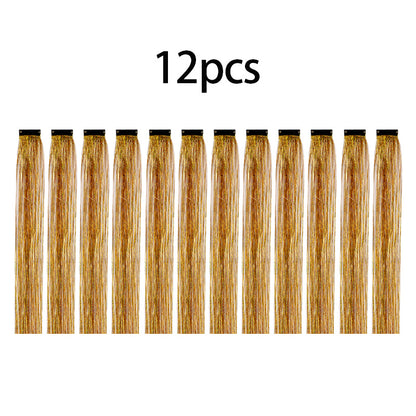 12Pcs Clip In Tinsel Hair Extensions 19.7 Inch Sparking Hairpieces