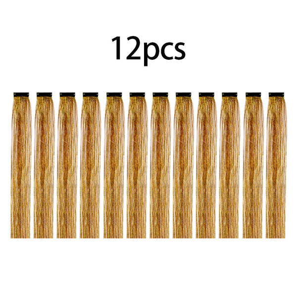 12Pcs Clip In Tinsel Hair Extensions 19.7 Inch Sparking Hairpieces