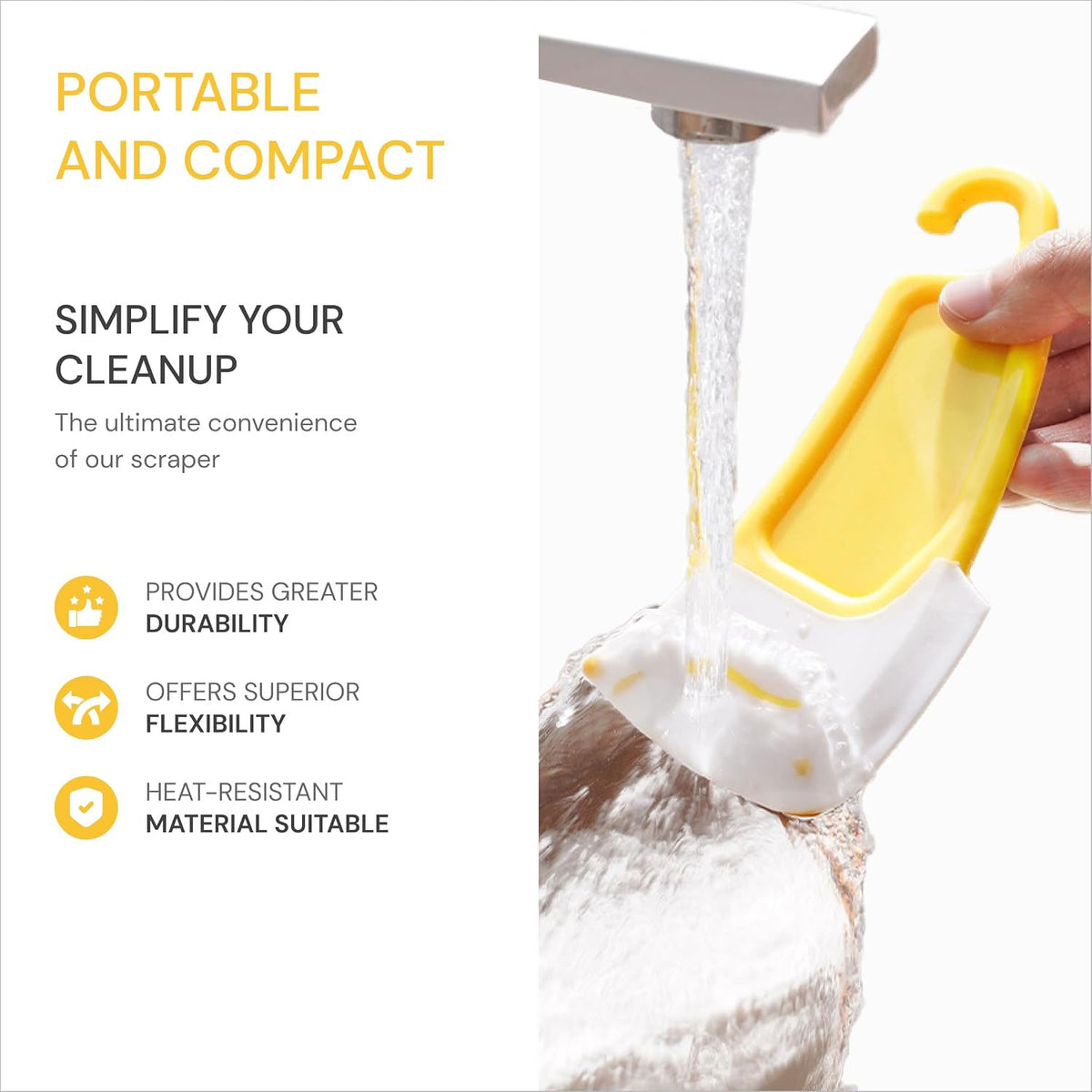 3Pcs Silicone Pan Scrapers - Cleaning Dish Scrapers with Hanging Hook - Flexible Pan Scraper Tool