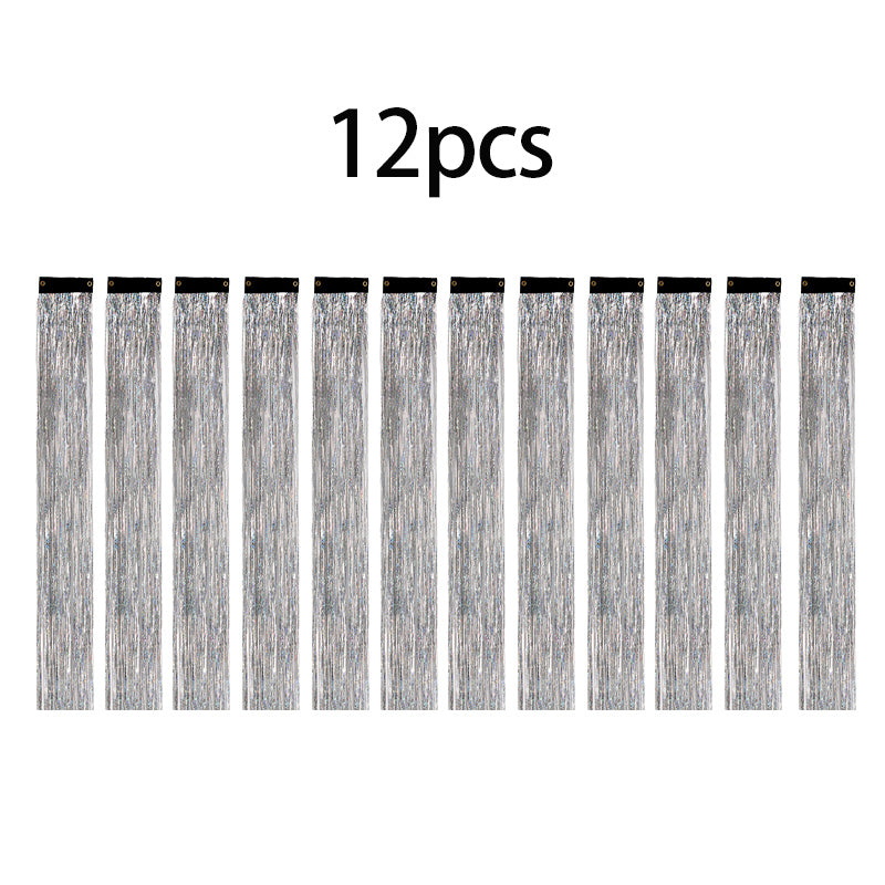 12Pcs Clip In Tinsel Hair Extensions 19.7 Inch Sparking Hairpieces
