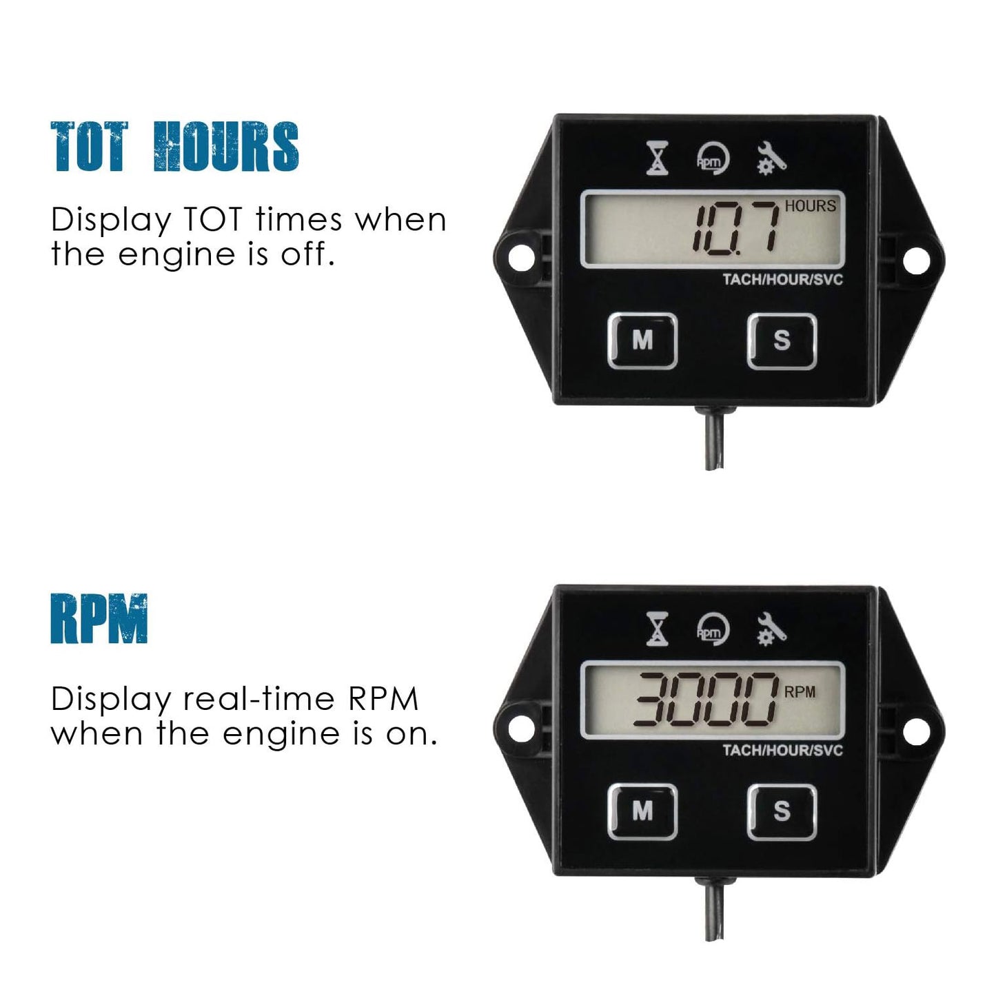RL-HM011E Digital Hour Meter & Tachometer | Maintenance Reminder