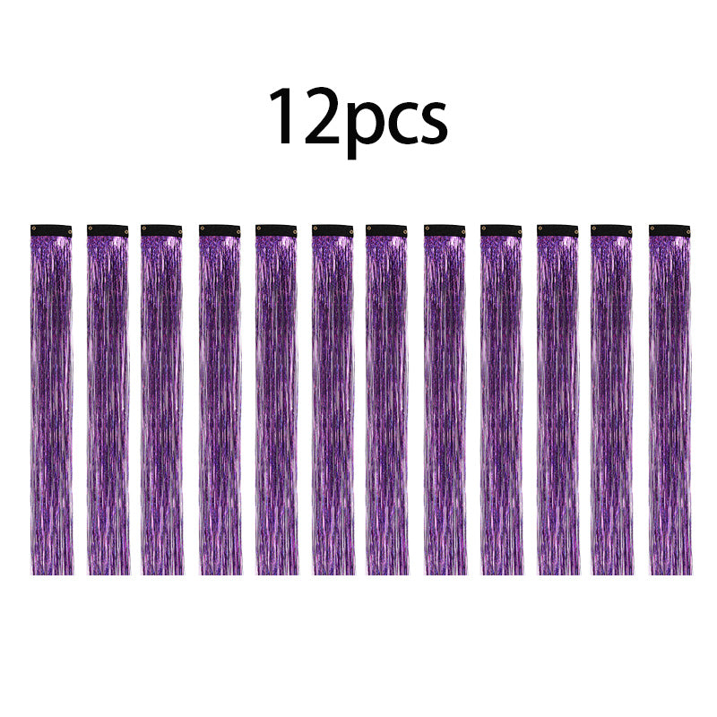 12Pcs Clip In Tinsel Hair Extensions 19.7 Inch Sparking Hairpieces