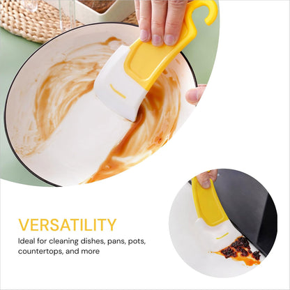 3Pcs Silicone Pan Scrapers - Cleaning Dish Scrapers with Hanging Hook - Flexible Pan Scraper Tool
