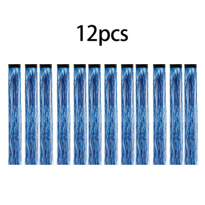 12Pcs Clip In Tinsel Hair Extensions 19.7 Inch Sparking Hairpieces