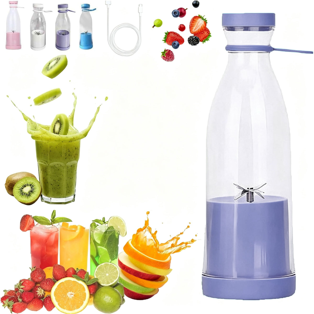Portable Electric Juicer Bottle |Wireless Rechargeable Travel Blender Milkshakes Juicer
