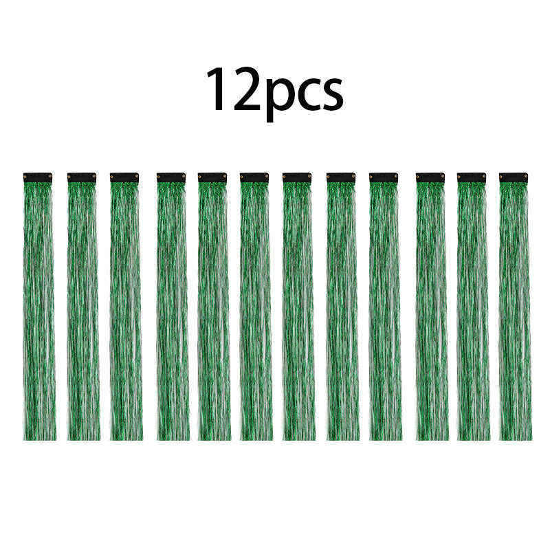 12Pcs Clip In Tinsel Hair Extensions 19.7 Inch Sparking Hairpieces
