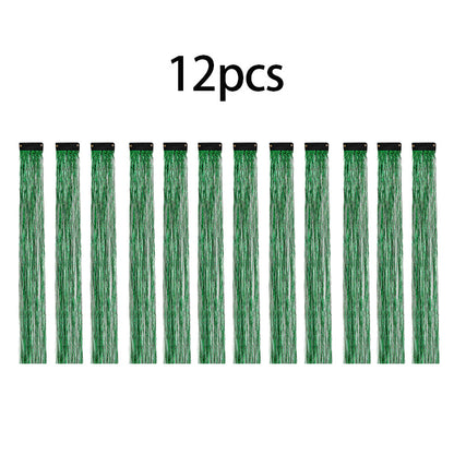 12Pcs Clip In Tinsel Hair Extensions 19.7 Inch Sparking Hairpieces