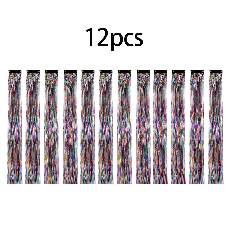 12Pcs Clip In Tinsel Hair Extensions 19.7 Inch Sparking Hairpieces