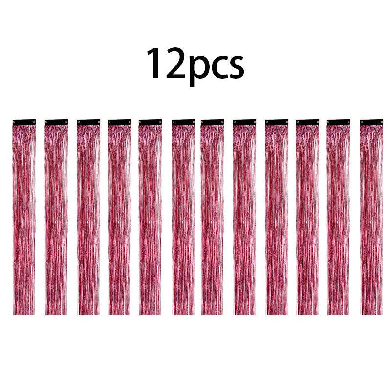 12Pcs Clip In Tinsel Hair Extensions 19.7 Inch Sparking Hairpieces
