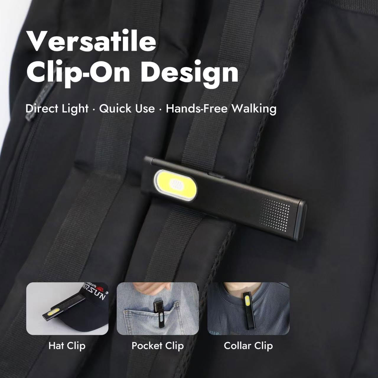 2 PCS Pocket Flashlight EDC Clip Light with Magnetic Base - 675 Lumen