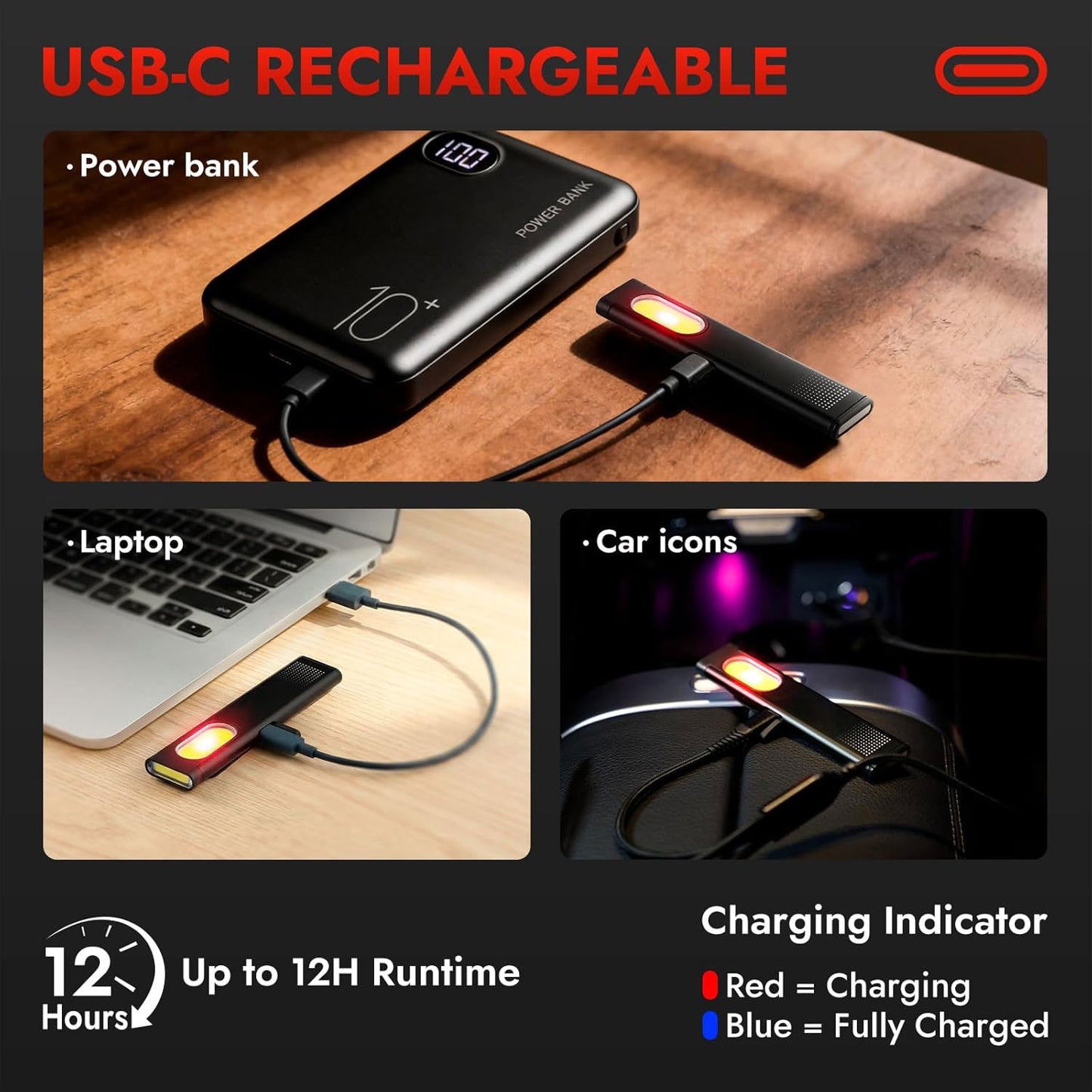 2 PCS Pocket Flashlight EDC Clip Light with Magnetic Base - 675 Lumen