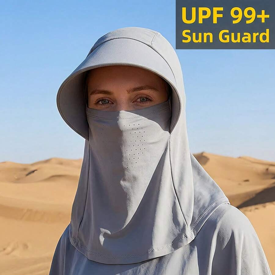 Cooling Breathable Balaclava Full Face Mask with Wide Brim Sun UV Protection Hood