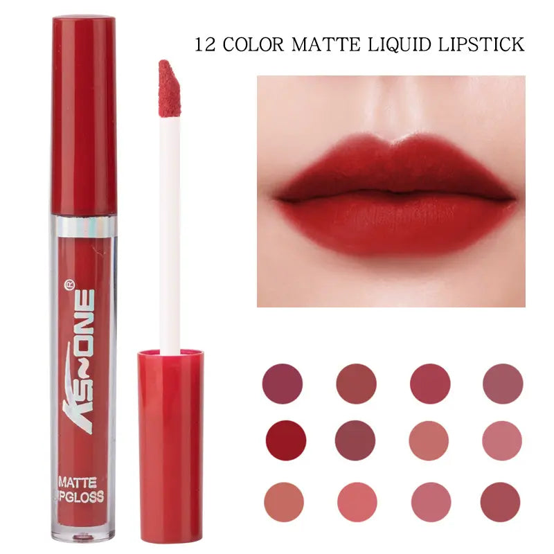 12 Color Matte Lip Glossy Set Water Resistant Transfer Proof
