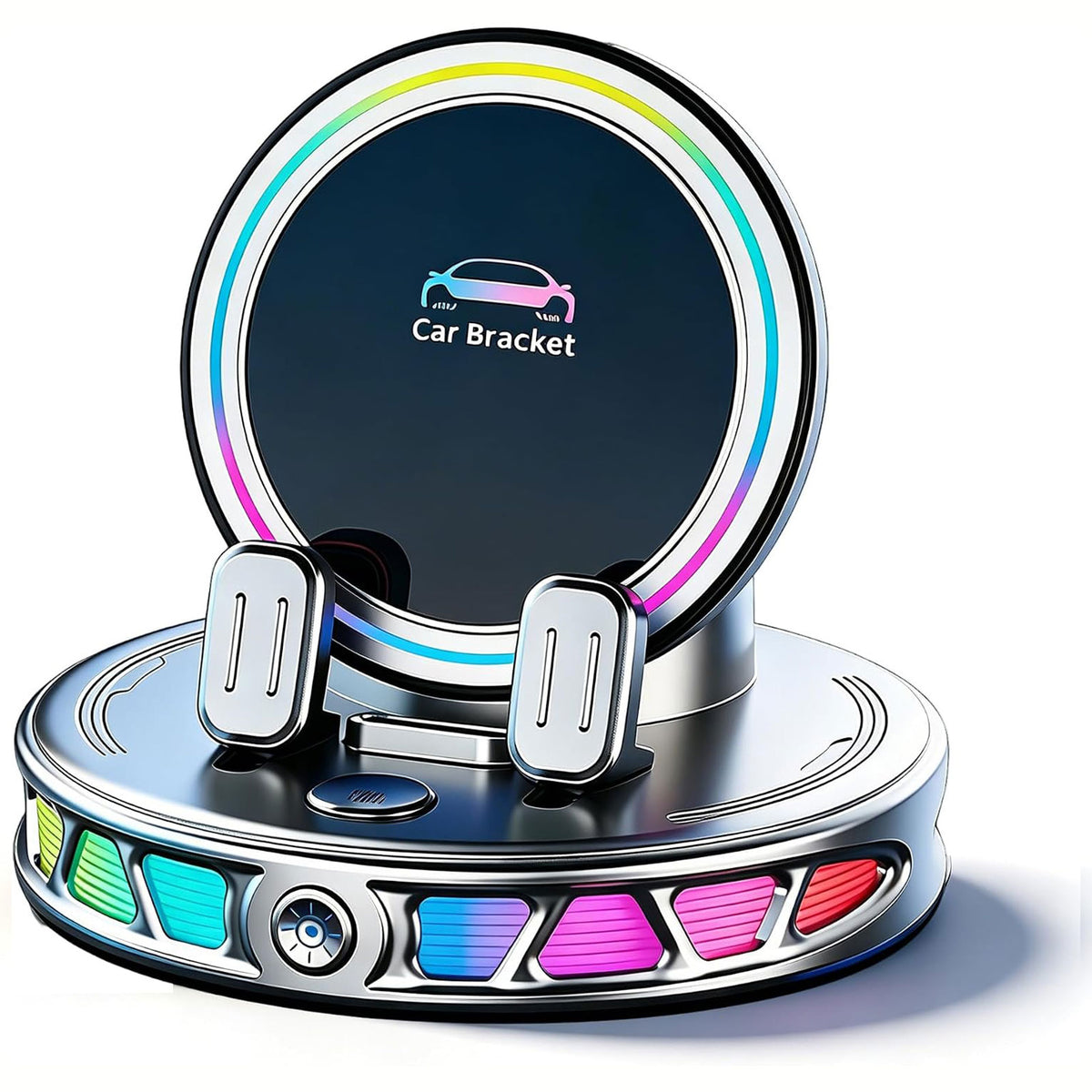 15W MagSafe Car Mount Charger with 7-Color RGB Light, Car Phone Holder for Your Car