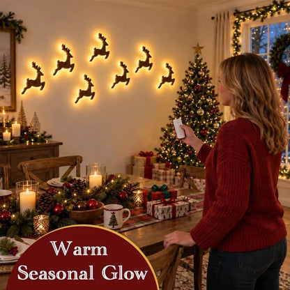 7Pcs/set LED Reindeer Wall Decorations - Festive Christmas Lighting