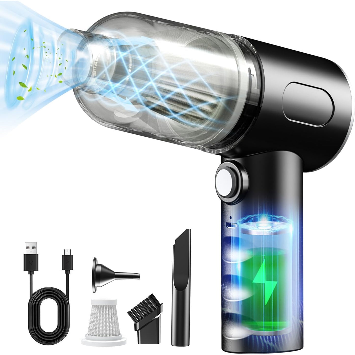 3-in-1 Compressed Air Duster, Keyboard Vacuum Cleaner, 12000PA Cordless Handheld Mini Vacuum