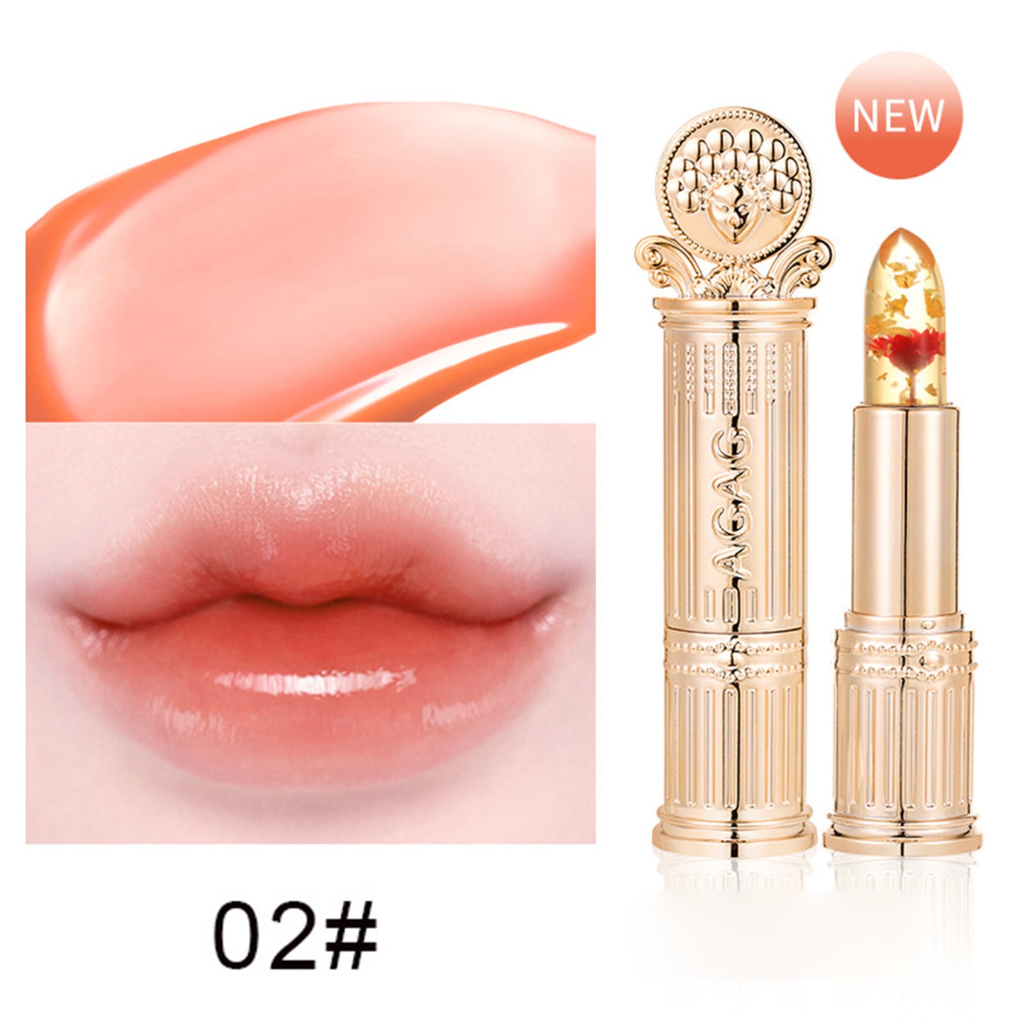 2Pcs Flower Color Changing Lipstick Set Temperature Change Moisturizer,Clear Jelly Lipstick Color Changing
