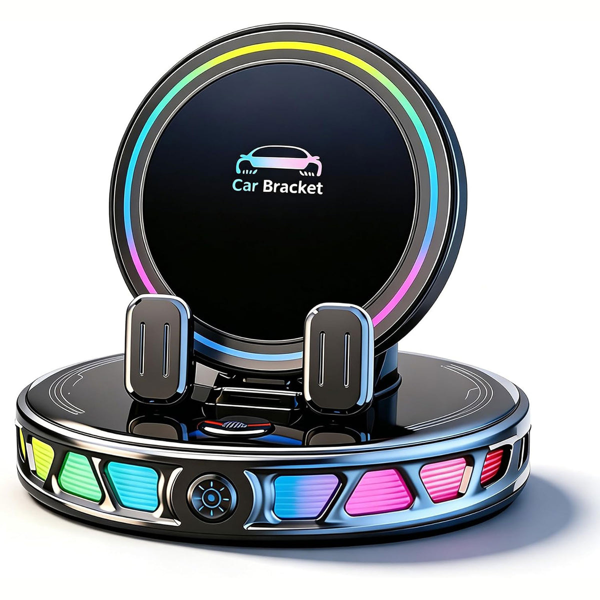 15W MagSafe Car Mount Charger with 7-Color RGB Light, Car Phone Holder for Your Car