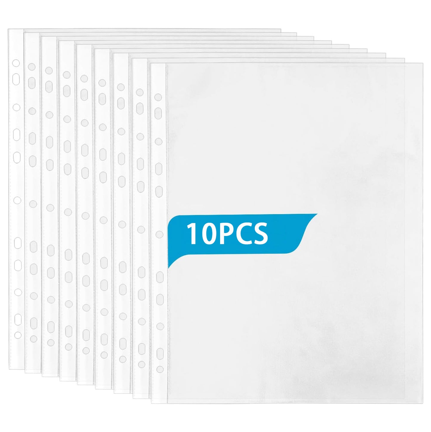 10Pcs A4 Punched Pocket, Clear Document Folder Waterproof File Pouch