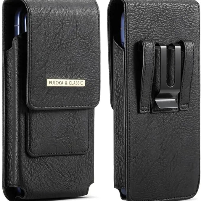Men's Waist Phone Pouch with Card Slot, Magnetic Lock & Metal Belt Clip