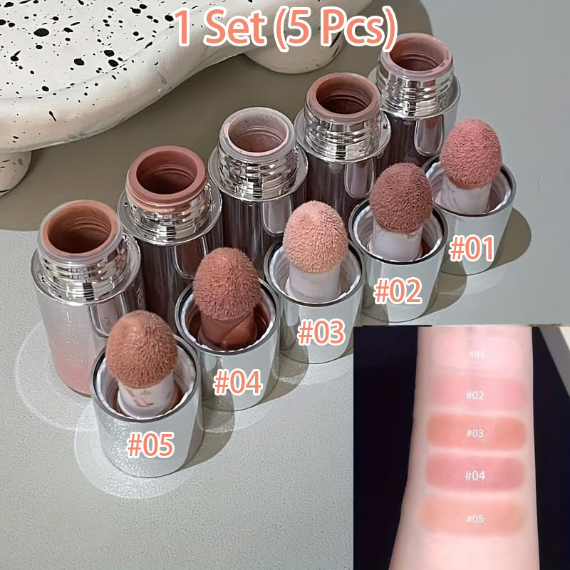5 Pcs Set Waterproof Long-Lasting Liquid Blush Stick with Sponge Tip