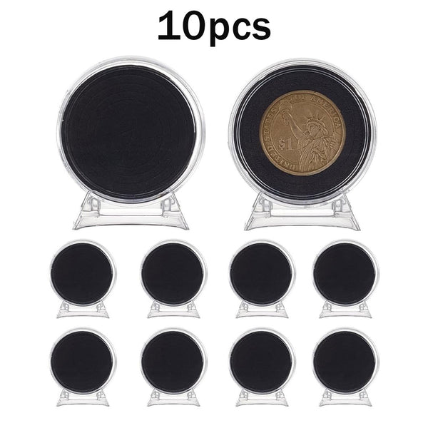 10pcs Transparent Challenge Coin Display Holders with Stands