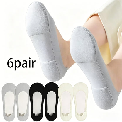 6Pairs No Show Socks Womens Cushioned Anti-Slip