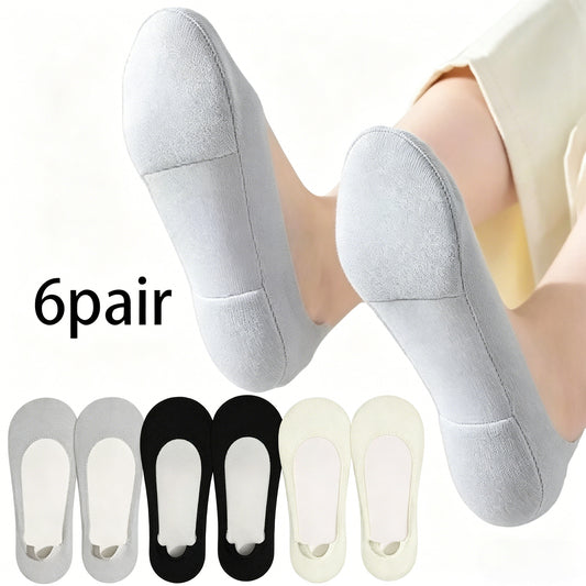 6Pairs No Show Socks Womens Cushioned Anti-Slip