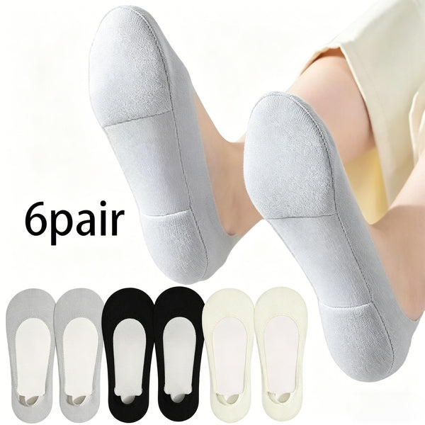 6Pairs No Show Socks Womens Cushioned Anti-Slip