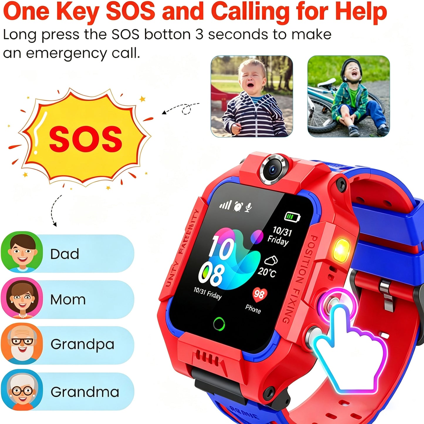 Kids Watch for Toddler GPS Tracker, Phone Watch Calling SOS