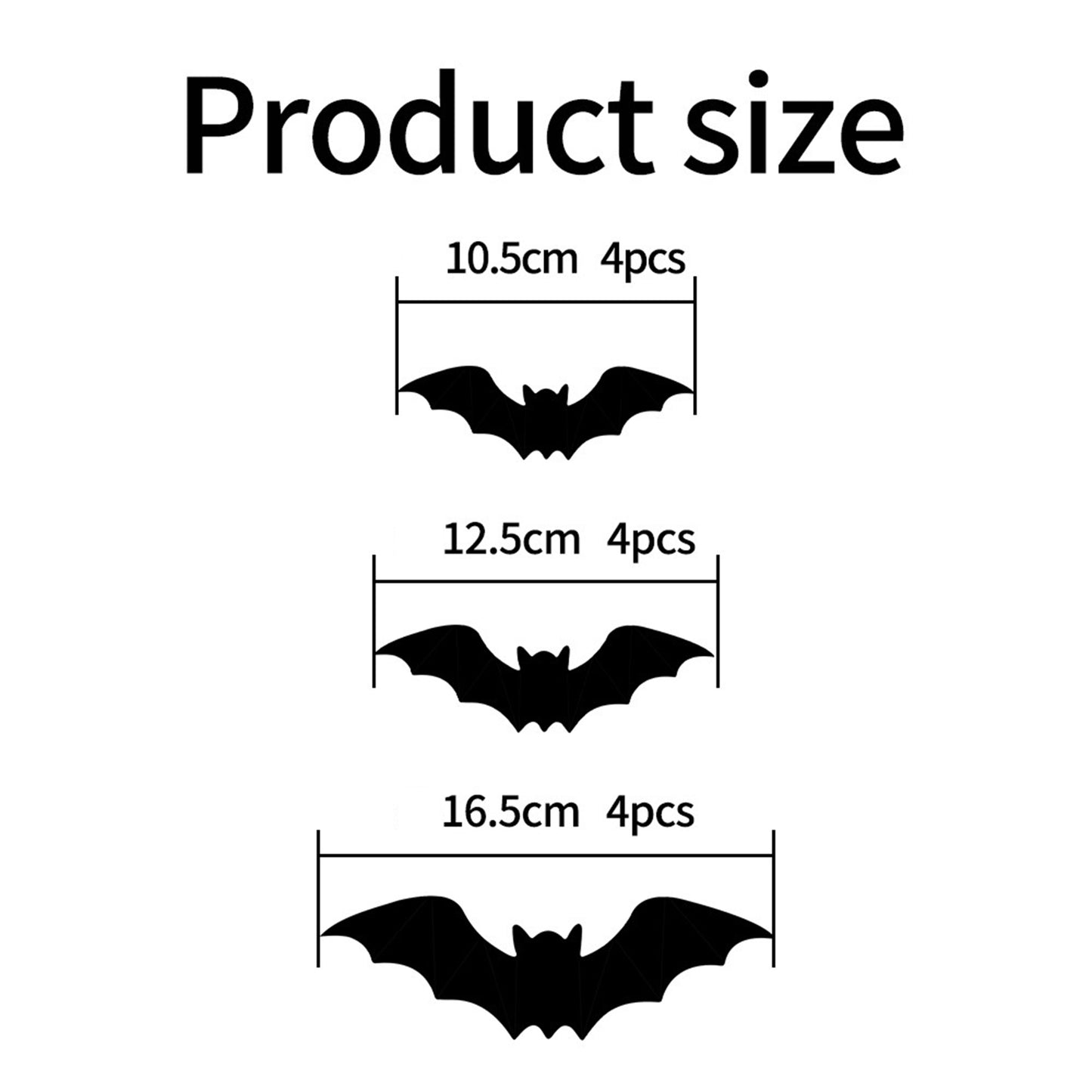 12Pcs Halloween Bats Wall Decor, Removable Lighted 3D Bats Wall Stickers Assorted Size