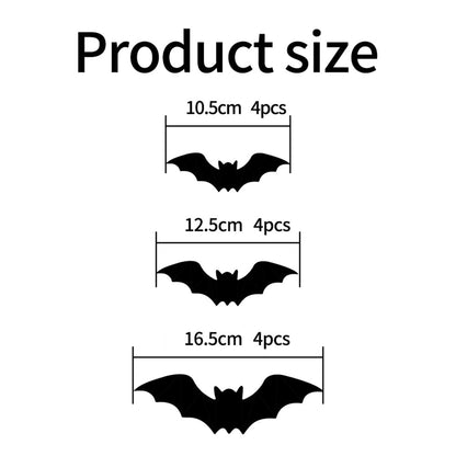 12Pcs Halloween Bats Wall Decor, Removable Lighted 3D Bats Wall Stickers Assorted Size