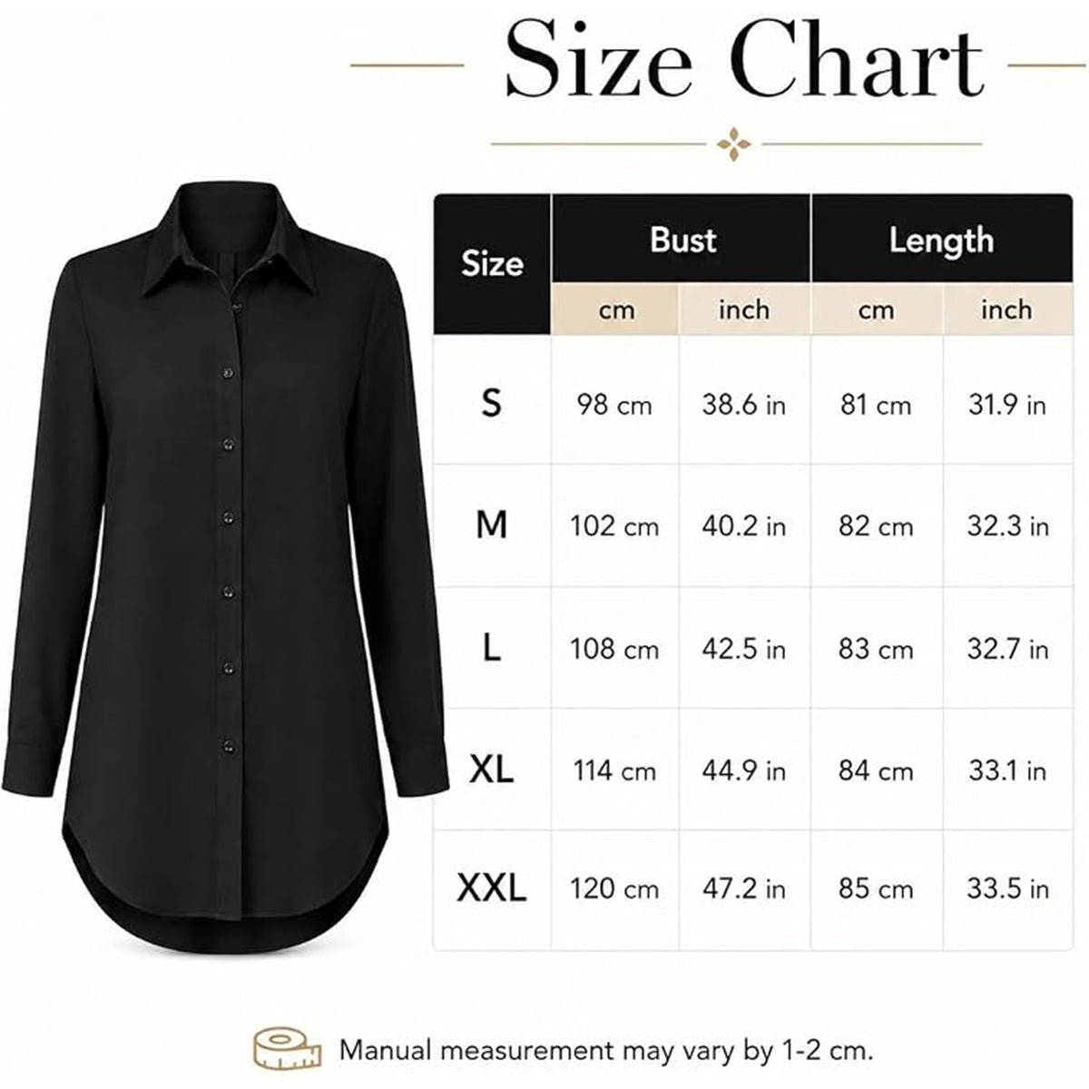 Women's Collar V Neck Long Sleeve Slit Side Button Down Long Shirt Blouse Top Tees with Curved Hem