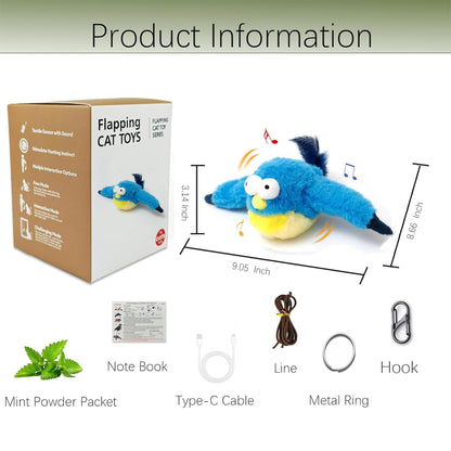 Interactive Chirping Bird Cat Toy Flapping Wingss,Simulated Chirping Bird Cat Toy
