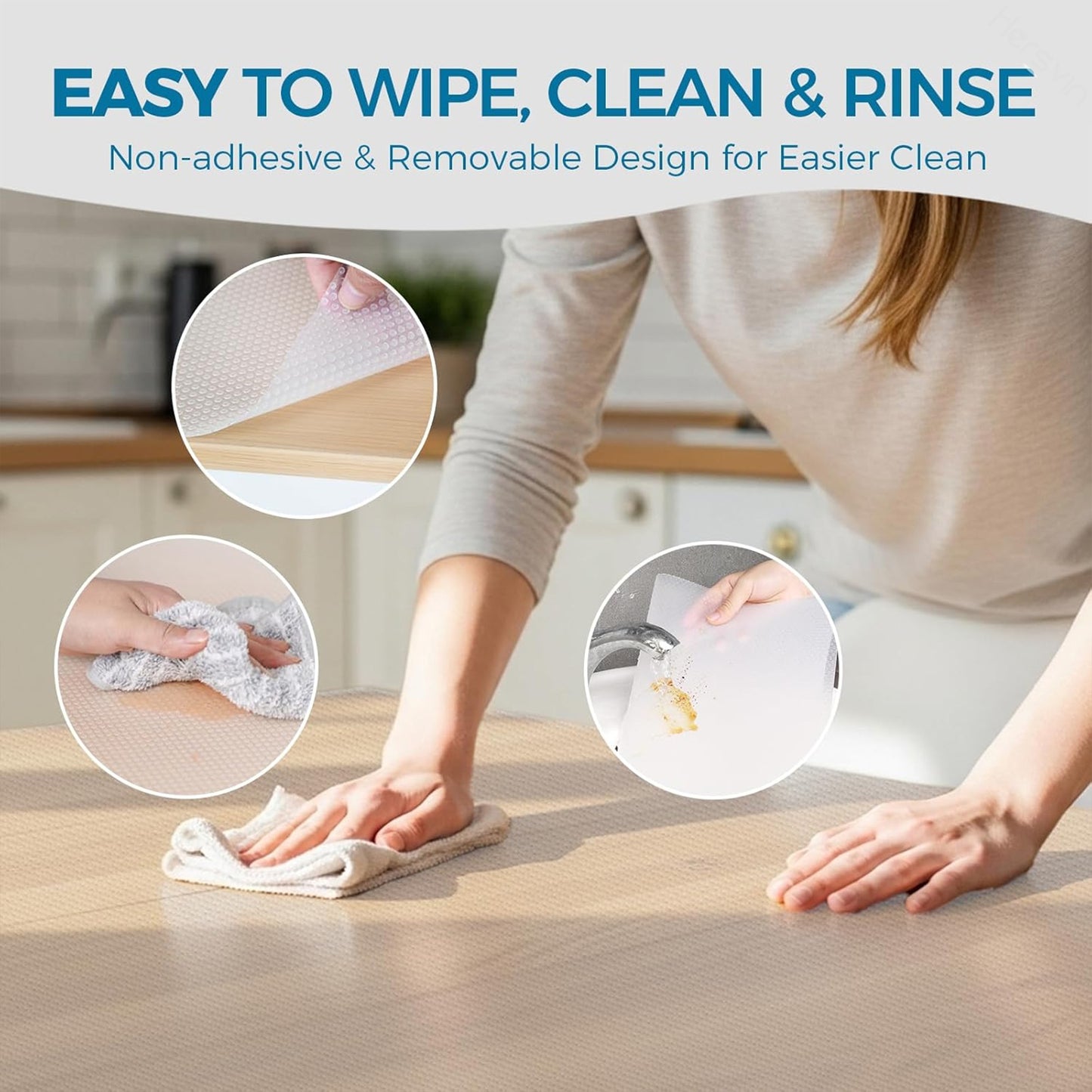 Shelf Liner, Adhesive-Free EVA Cabinet/Fridge Liner (Clear Polka-Dot Style)