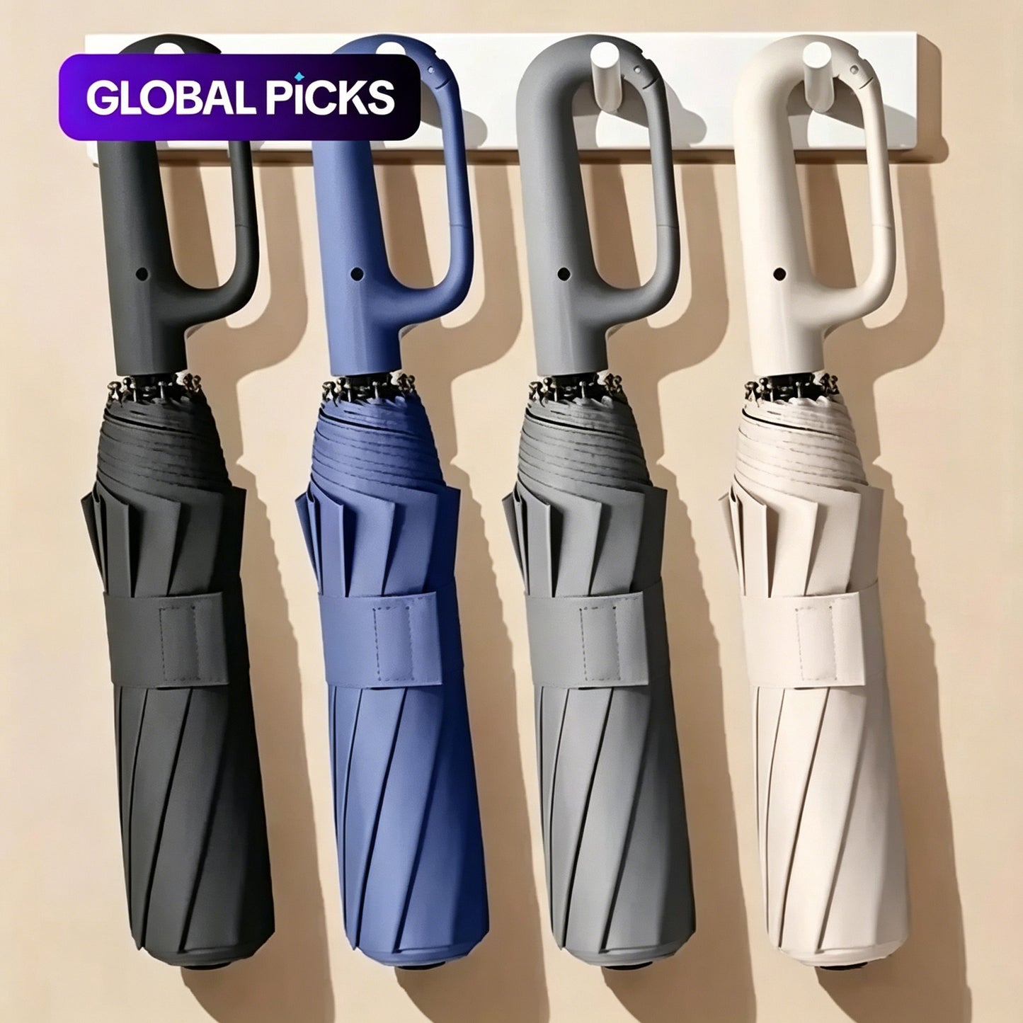Automatic Folding Umbrella 10 Ribs Portable Windproof & Waterproof Umbrella