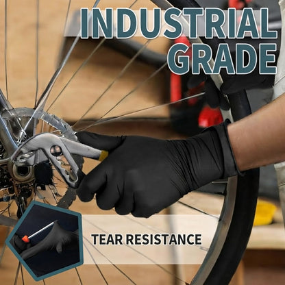 50Pcs Black Disposable Nitrile Gloves, 6Mil Food Safe Cooking Gloves Latex Free Rubber Gloves