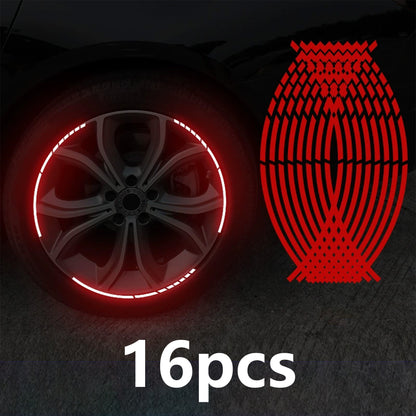 16Pcs Car, Motorcycle, Bicycle, Scooter, car tire Strong Reflective Strip Stickers