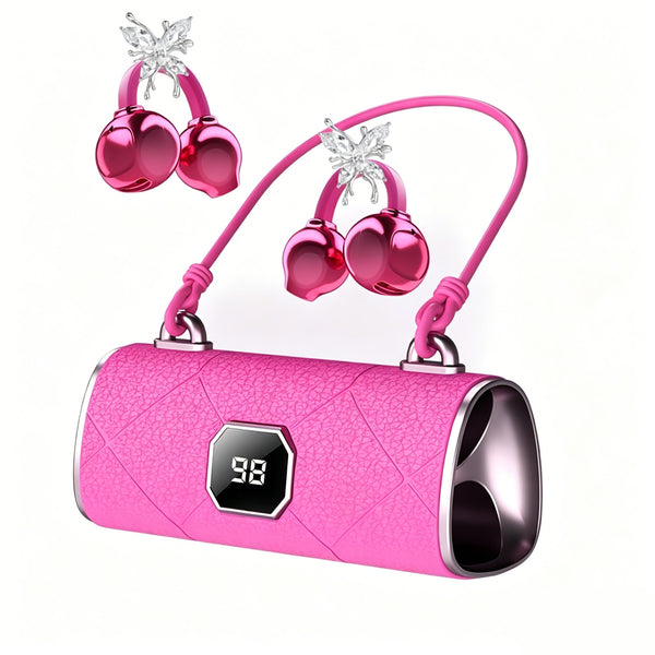 X22 Fashionable Clip On Wireless Headphones-Handbag‑Style Handbag & Butterfly Crystal-Buckle Earrings